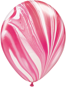 11" Red + White Agate Balloons (Set of 6)