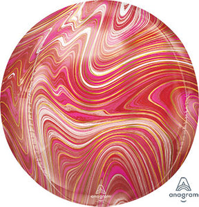 16" Marbled Red and Pink Orbz Balloon
