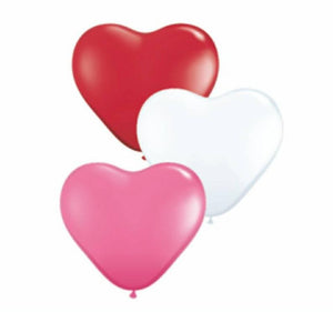 6" Heart Shaped Balloons (6 count - Air Filled)