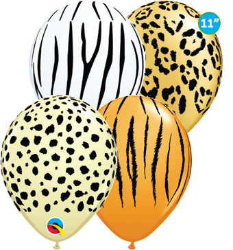 11” Safari Print Latex Balloons ( Set of 4)