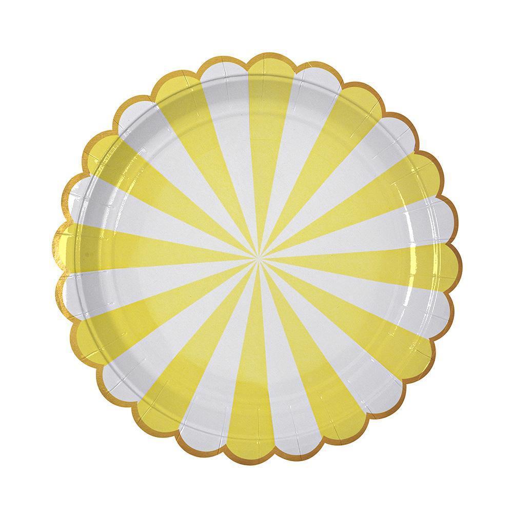 Yellow Fan Stripe Large Plates